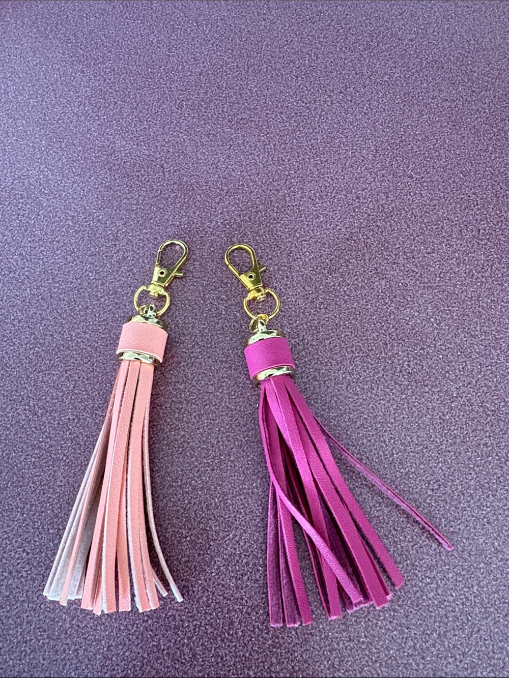 Leather Tassel bag tags Charm - Pink & Hot Pink